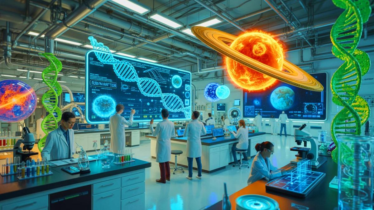 Illustration de la couverture des dernières avancées scientifiques et technologiques, générée par intelligence artificielle.
