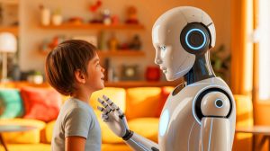 Illustration de l'impact potentiel de l'intelligence artificielle sur les relations humaines, générée par intelligence artificielle.