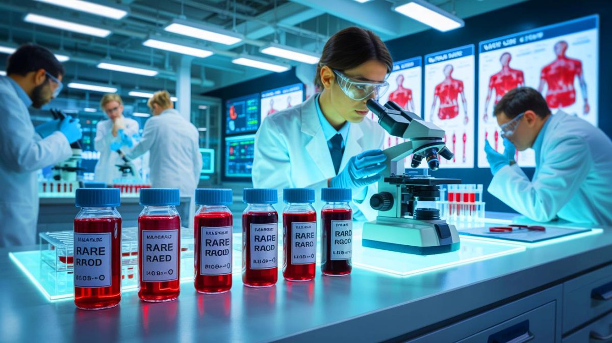 L’intoxication alimentaire pourrait bouleverser votre système sanguin : ces découvertes climatiques qui changent tout dans l’actu des sciences ultrabrèves Illustration de la découverte d'un nouveau groupe sanguin rare et des défis de transfusion associés. Image réalisée par IA.