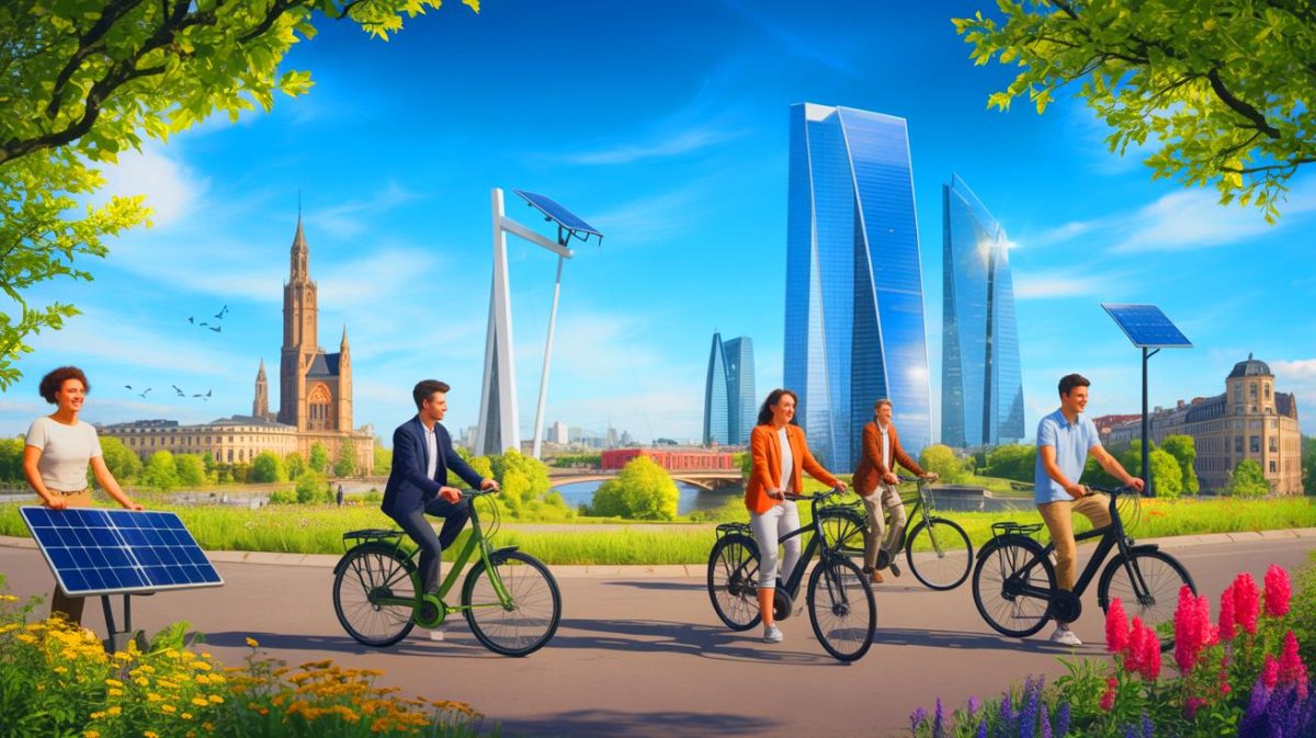 Illustration de l'Union européenne dévoilant un plan ambitieux pour réduire drastiquement les émissions de gaz à effet de serre d'ici 2040. Image réalisée par IA.
