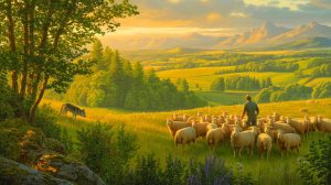 Illustration de la cohabitation complexe entre loups et pastoralisme en France. Image réalisée par IA.