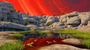 Illustration de découvertes scientifiques incluant des roches anciennes, l'inhabitabilité de Mars et l'impact de l'urbanisation sur les grenouilles, générée par intelligence artificielle.