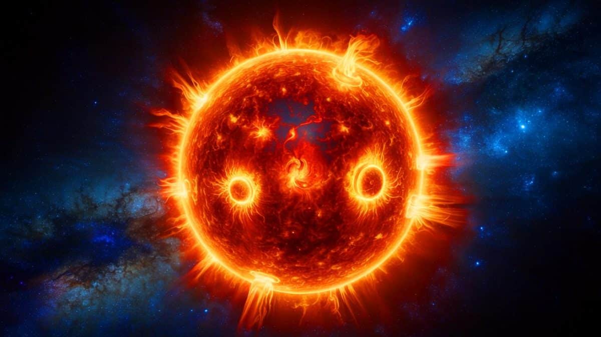 Illustration de l'activité mystérieuse du Soleil et ses comportements énigmatiques. Image réalisée par IA.
