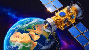 Illustration de la disparition du satellite MethaneSAT financé par Jeff Bezos, générée par intelligence artificielle.