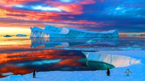 Illustration de la fonte accélérée de la glace de mer en Antarctique, générée par intelligence artificielle.