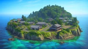Illustration de l'essaim sismique touchant les îles du sud du Japon, générée par intelligence artificielle.