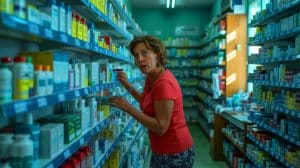 Illustration de la lutte quotidienne des familles cubaines face à la pénurie de médicaments, générée par intelligence artificielle.