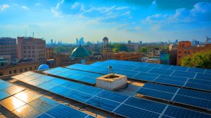 Illustration de l'adoption massive de l'énergie solaire au Pakistan, générée par intelligence artificielle.