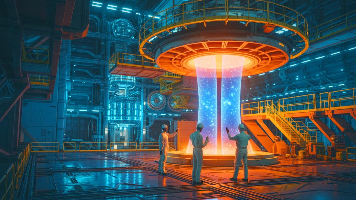 Illustration de l'ambitieux projet ITER visant à reproduire la fusion nucléaire, générée par intelligence artificielle.