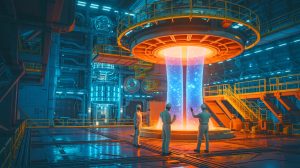 Illustration de l'ambitieux projet ITER visant à reproduire la fusion nucléaire, générée par intelligence artificielle.