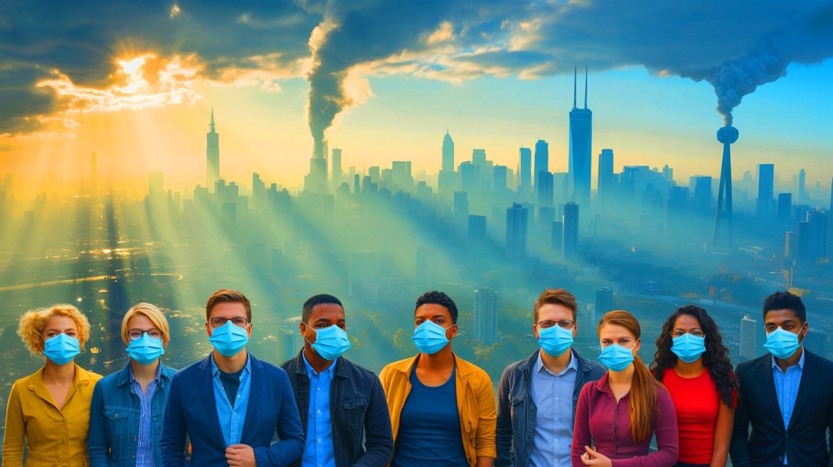 Illustration de la corrélation entre pollution atmosphérique et cancer du poumon chez les non-fumeurs. Image réalisée par IA.