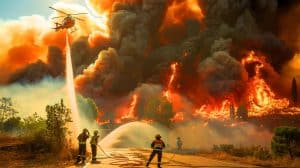 Illustration de violents incendies en Grèce et en Turquie. Image réalisée par IA.