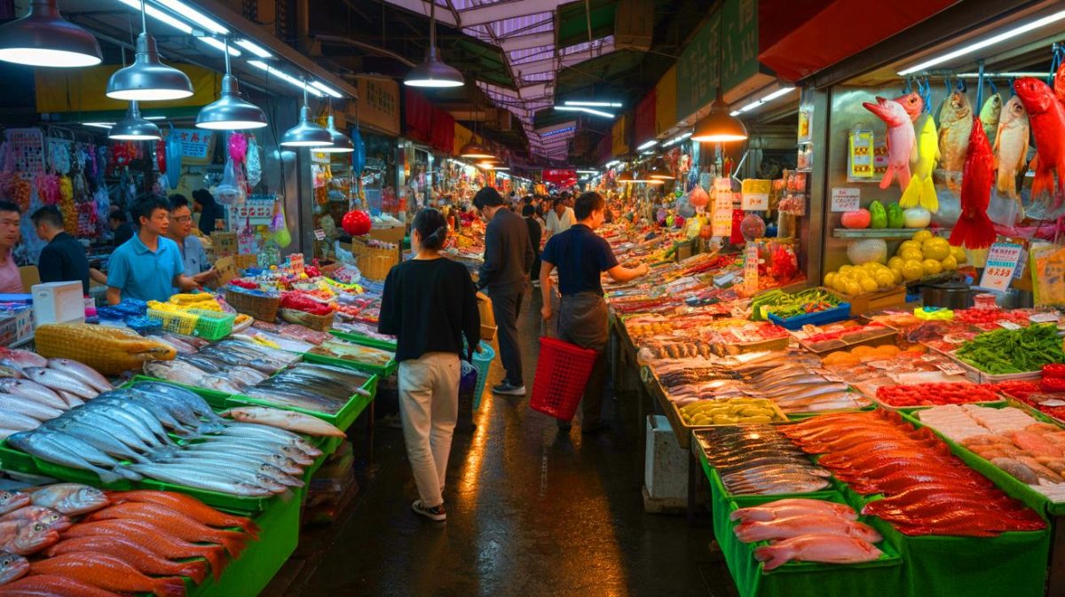 « Un coup de Mahjong et tout a basculé » : cette incroyable découverte sur les origines du Covid-19 au marché de Wuhan bouleverse tout Illustration de l'origine possible de la pandémie de Covid-19 au marché de Huanan, générée par intelligence artificielle.