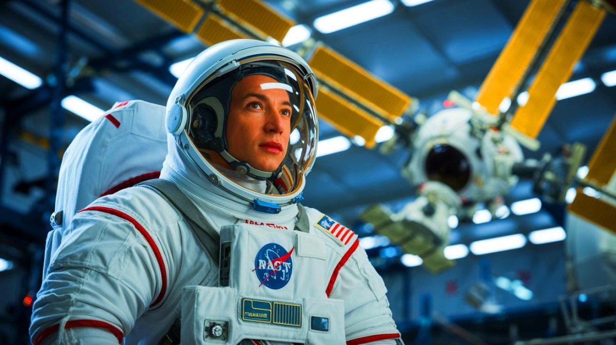 Illustration de l'astronaute Sophie Adenot se préparant pour sa mission à bord de l'ISS, image générée par intelligence artificielle.