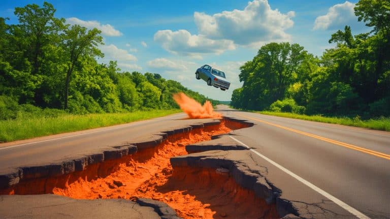 Une route transformée en tremplin par la chaleur : cette voiture s&rsquo;envole littéralement dans une scène incroyable et effrayante à 110 km/h en pleine journée