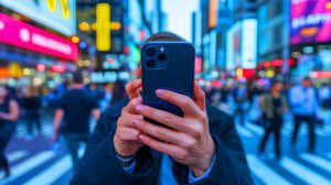 Illustration de la dépendance aux téléphones intelligents, considérés comme des parasites modernes, générée par intelligence artificielle.