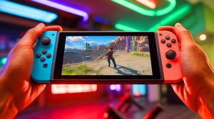 Illustration de la fonctionnalité de blocage à distance de la Nintendo Switch 2, générée par intelligence artificielle.