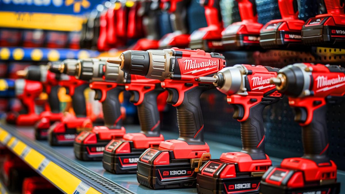Illustration de l'impact des réductions offertes par Walmart sur les outils Milwaukee, générée par intelligence artificielle.