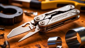 Illustration du multitool Leatherman Arc avec sa technologie et ses matériaux innovants, générée par intelligence artificielle.