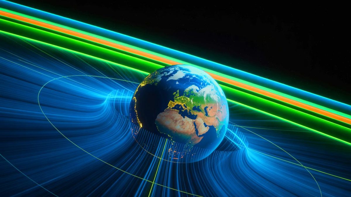 Illustration de la barrière radioélectrique autour de la Terre causée par les ondes de très basse fréquence.