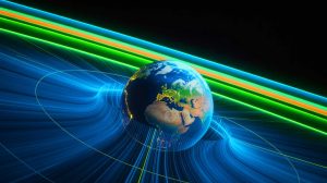Illustration de la barrière radioélectrique autour de la Terre causée par les ondes de très basse fréquence.